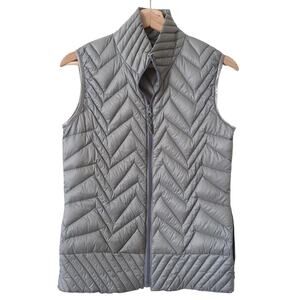Electric Yoga Women's XS S Quilted Puffer Vest Silver Metallic Down Insulation